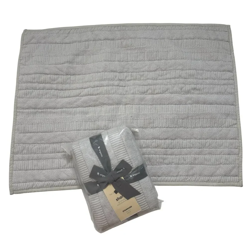 WEST ELM *NEW* Gray Textured Knit Organic Cotton Pillow Shams Standard Set of 2